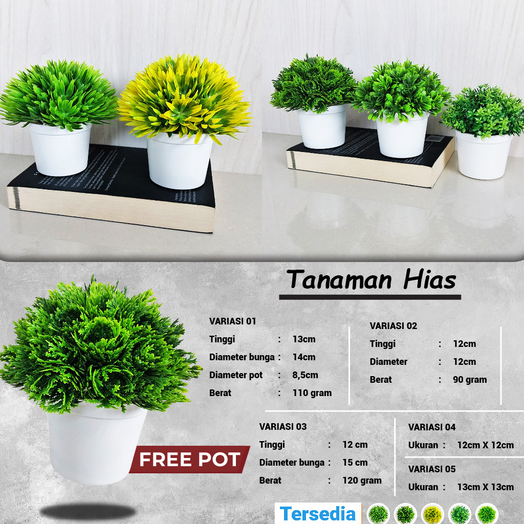 Tanaman Hias Plastik Pot Bonsai Daun Hias Mini Ornamen Pajangan Dekorasi Rumah Satu7an PBP137