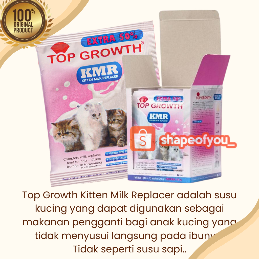 Promo Susu Top Growth 1 Dus isi 10 Free 1 Sachet TopGrowth Cat Milk Kitten Susu Anak Kucing