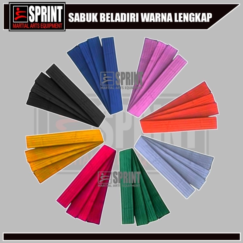 Sabuk Tingkat Siswa Pencak Silat Merah Biru Hitam Hijau Putih Kuning Oranye Pink Silat Karate Taekwo