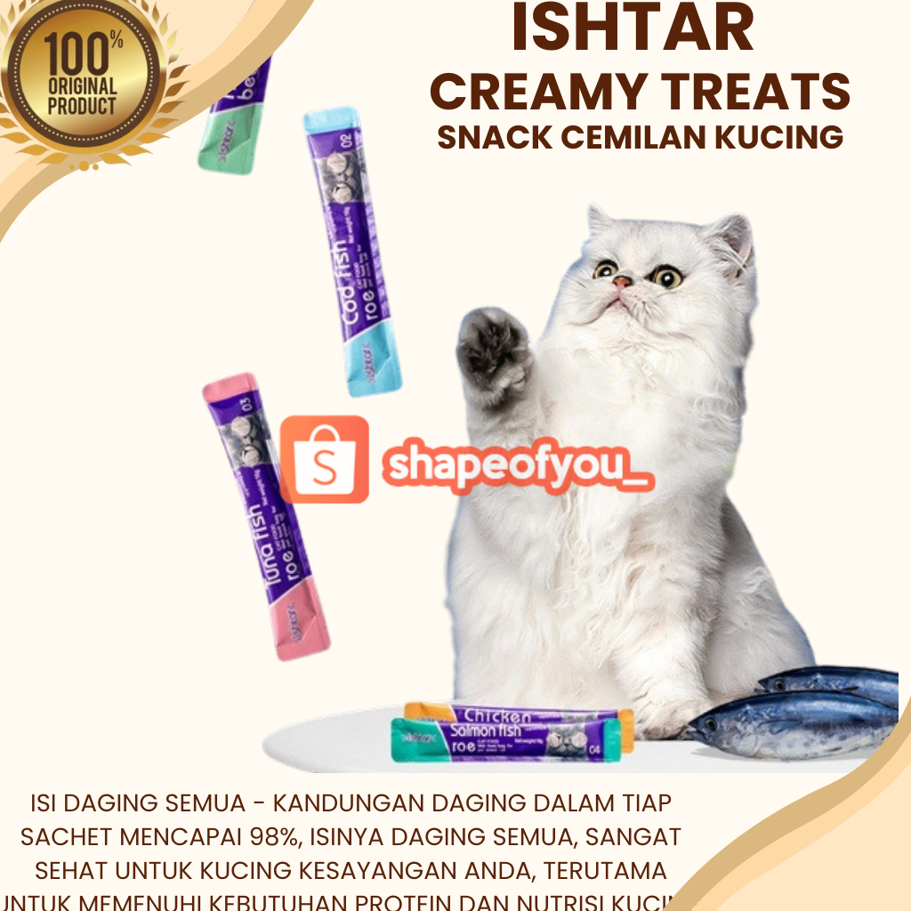 Ishtar Creamy Treats Wet Food Snack Cat Strip Makanan Basah Kucing Cemilan Kitten