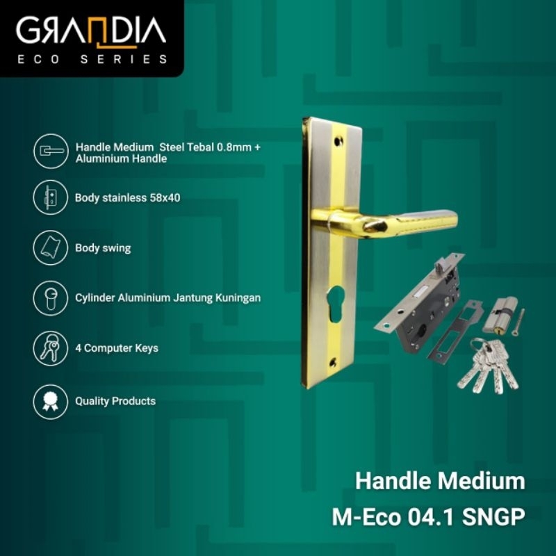 Grandia Gagang Pintu Set Medium / Handle Kunci Pintu Set Eco