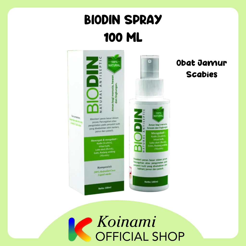 BIODIN SPRAY 100ml / obat jamur scabies kucing anjing / hewan / cat dog / pet