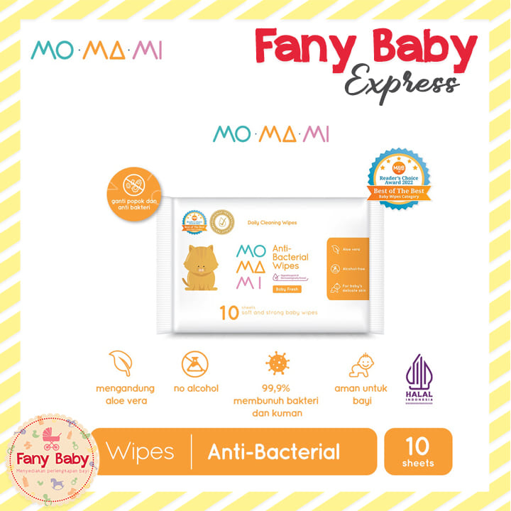 MOMAMI BABY ANTIBACTERIAL BABY WIPES 10 SHEETS