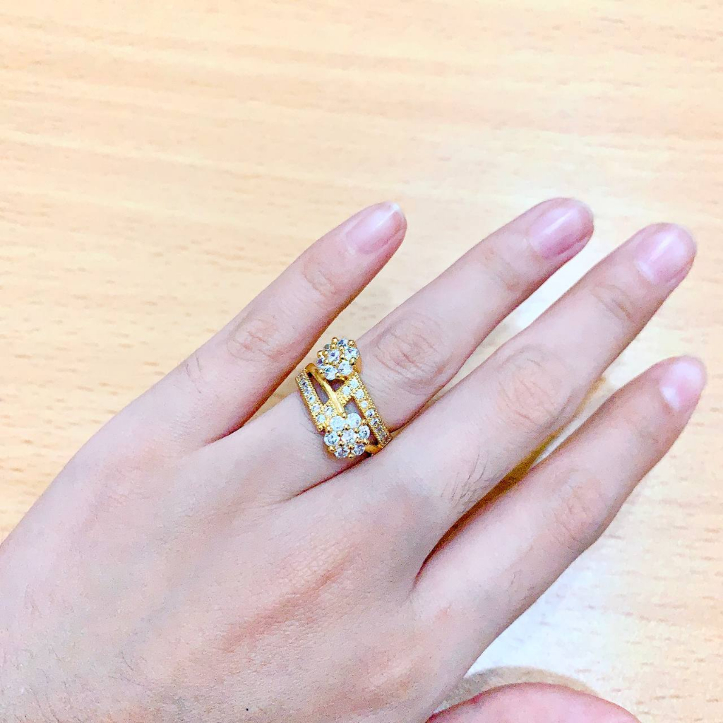 JT - Cincin Gold 2 Mata Bunga Emas Xuping