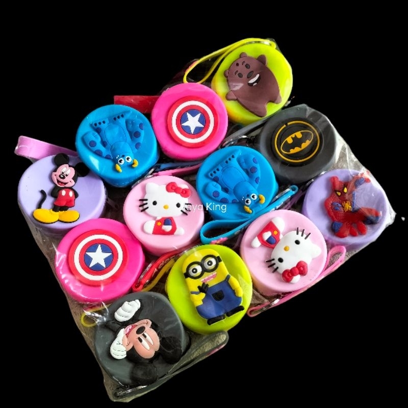 Dompet Koin Pop It Silicon Jelly Mini Karakter Gantungan Kunci Tas Wadah Headset Jepit