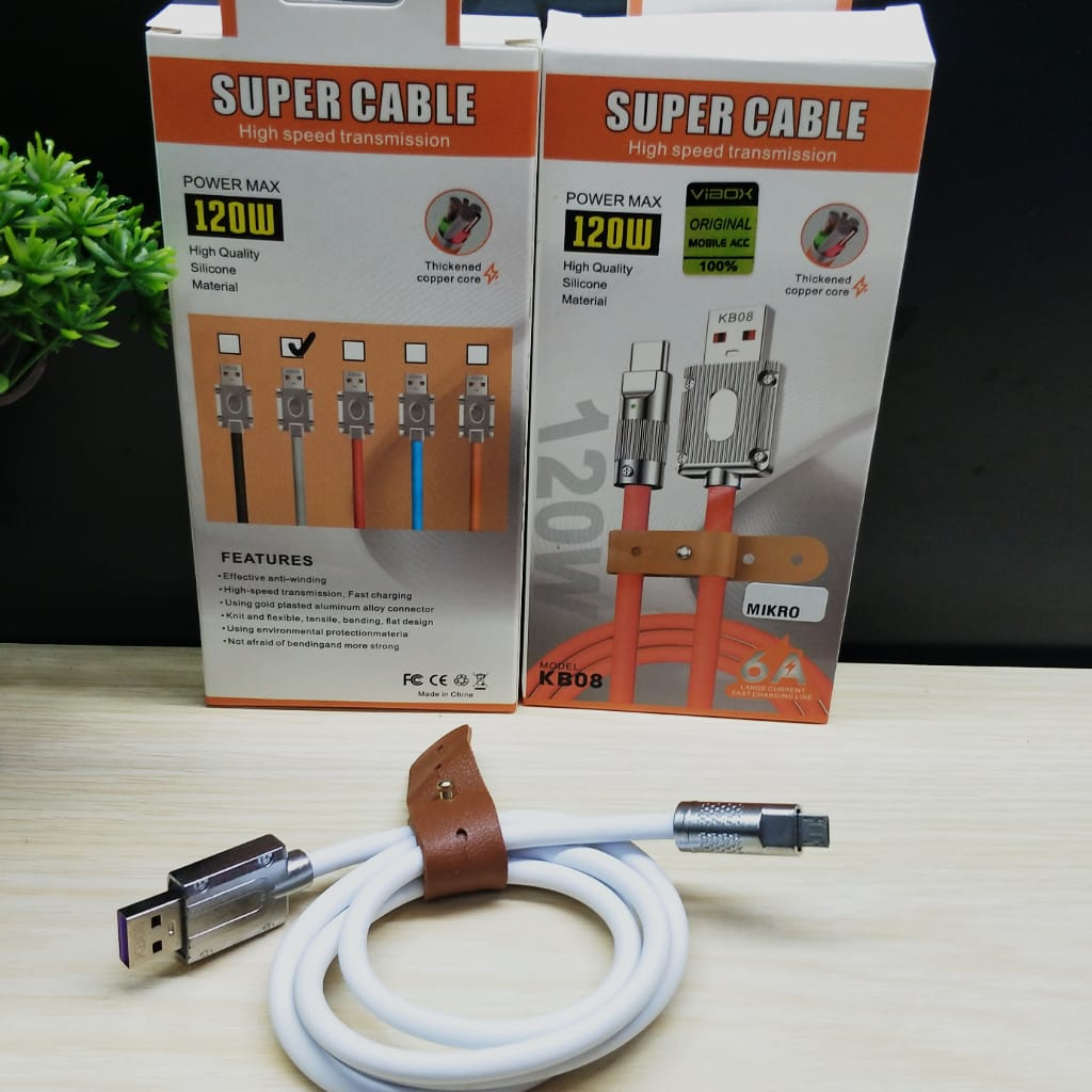 charger 120W 6A Super Fast Kabel Silikon tebal kepala baja Kabel USB METAL Pengisian Cepat Kabel Micro type c by.sultan