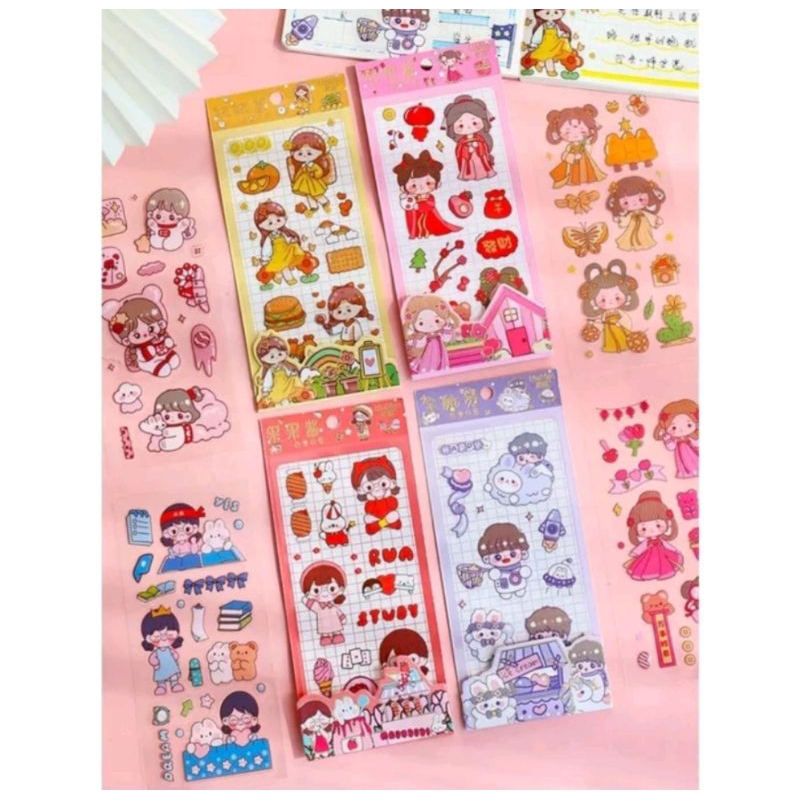 

Stiker lucu semi transparan, Stiker hiasan Diary, 1 set 6 lembar