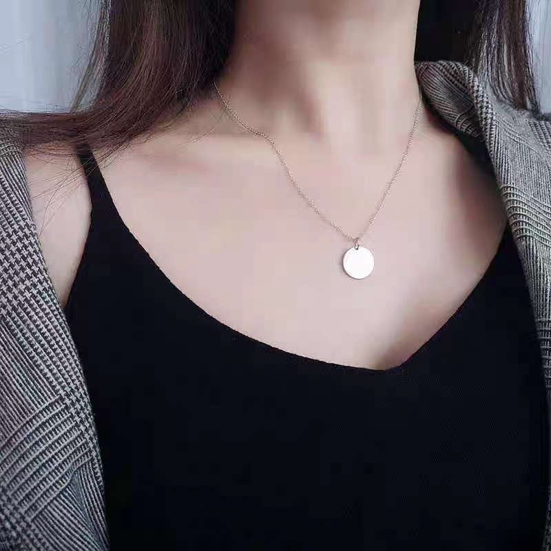 Kalung Wanita Necklace Rantai Klavikula Temperamen Bulat Kecil Tipis - Kalung Bulat Small Round