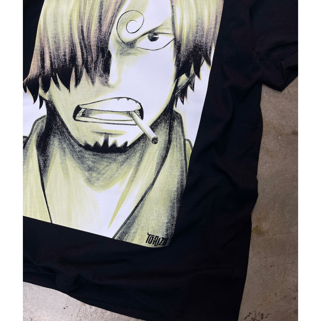 TORIZU Tshirt Sanji Brush Black Anime Manga One Piece Mugiwara Premium Unisex