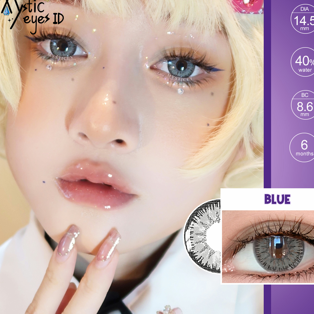 [✅COD] MYSTICEYES SOFTLENS COSPLAY Vika Tricolor LENSA KONTAK EVA ANIME RED BLUE BROWN LENS 14.5MM (NORMAL)