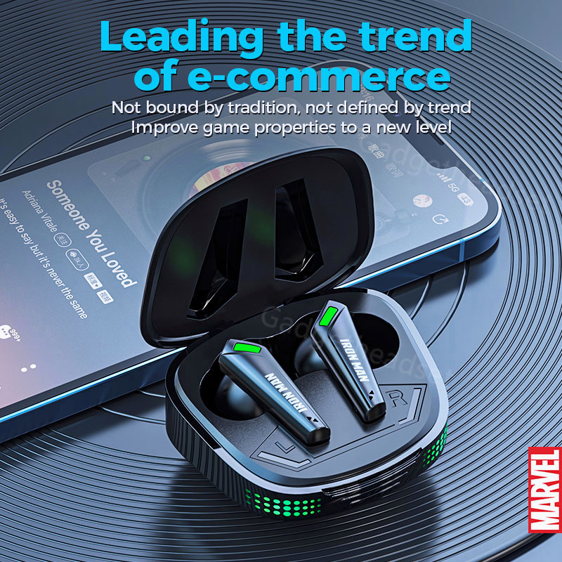 Disney Earphone Bluetooth 5.3 Marvel Headset Gaming nirkabel Low Latency Dukung iPhone (iOS) dan Android TWS Earphone with Mic Stereo