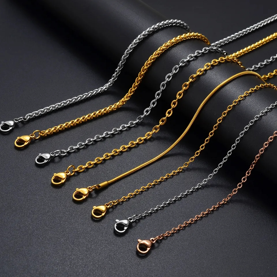 60cm Gold / emas Model Oval HIGH QUALITY rantai kalung titanium stainless 316L necklace liontin data