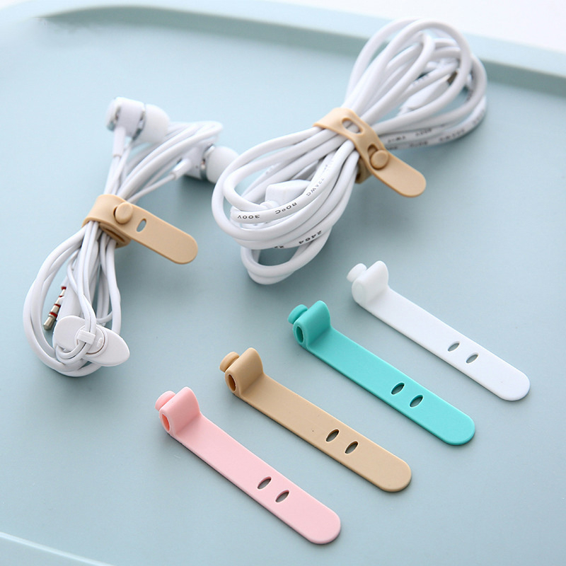 Pengikat kabel silikon headset charger perapi tali Silicone Strap headphone Storage Soft Tape Kabel Data Trapped Strap Cable Organizer Winder penggulung pengikat pink white perjalanan anti mbulet berantakan