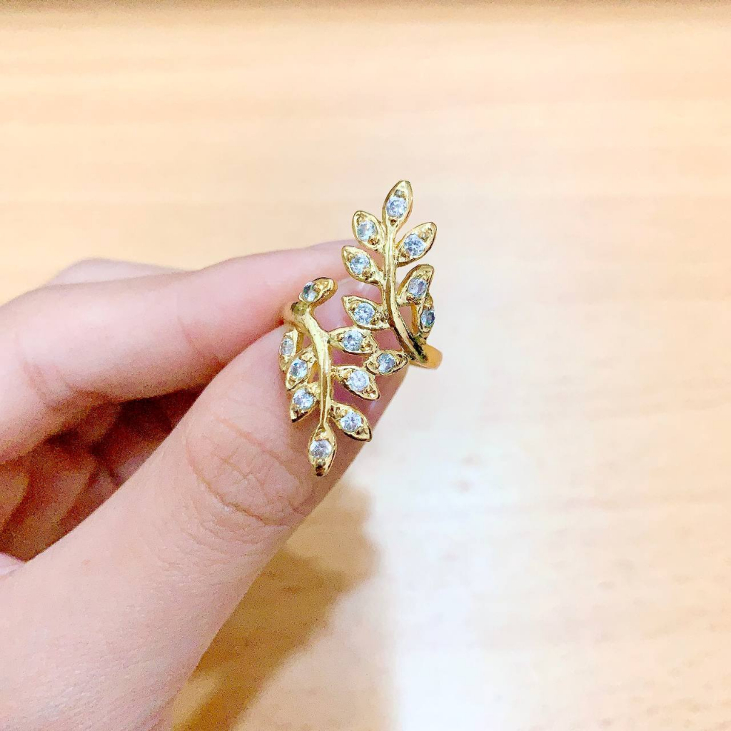 JT - Versi korea dari cincin wanita cincin jari perhiasan daun ring