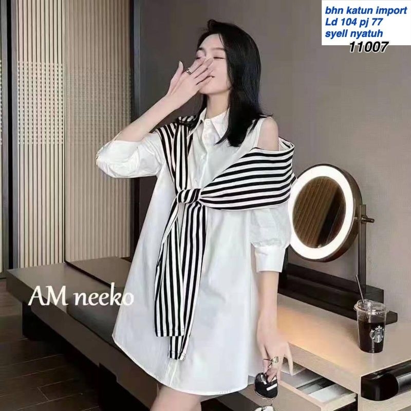 tunik kemeja syell salur 11007(premium)  bhn katun import fit to XL