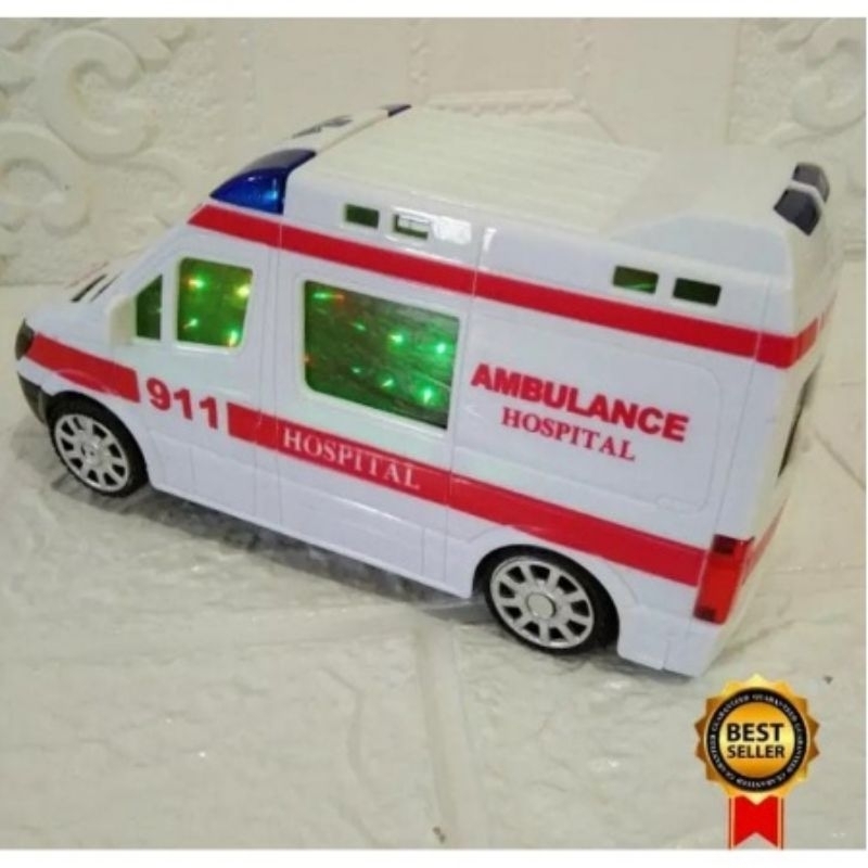 mainan mobil ambulance lampu 3d dan sirine