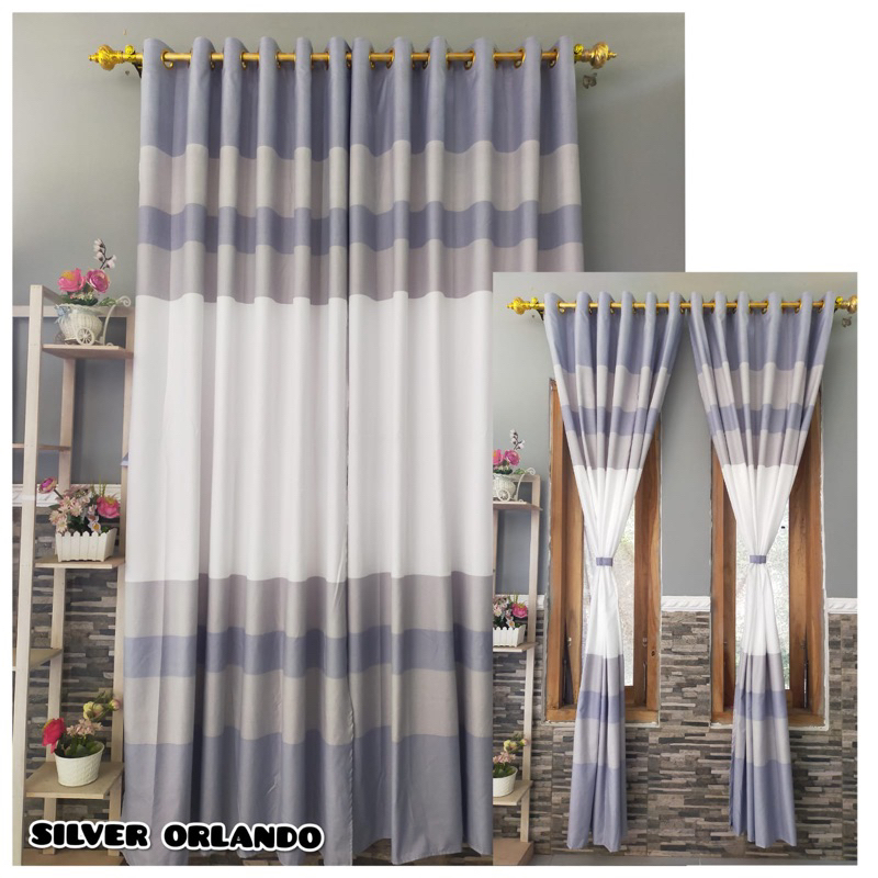 [ PINTU DAN JENDELA ] GORDEN SMOKRING MOTIF MINIMALIS ABU MUDA / SILVER