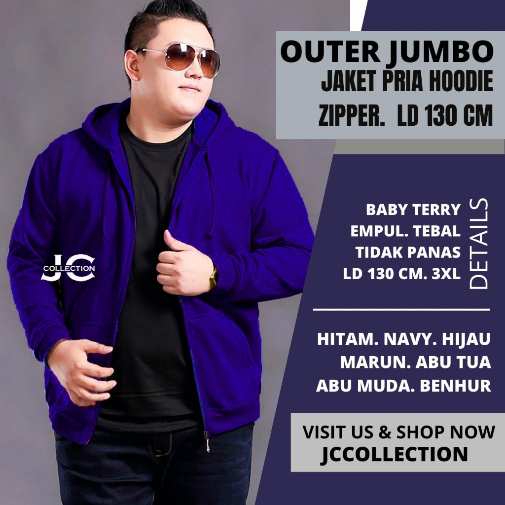 Jaket Pria Jumbo 3XL Hoodie Topi Sweater Outer Pria Oversize / Hoodie VIN  Big Size Jumbo 3XL JCCollections