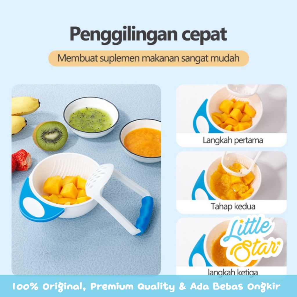 LS 5in1 Baby Food Maker Penghalus Makanan Bayi Mpasi Set Grinding Bowl Perlengkapan Makan Newborn Baru Lahir