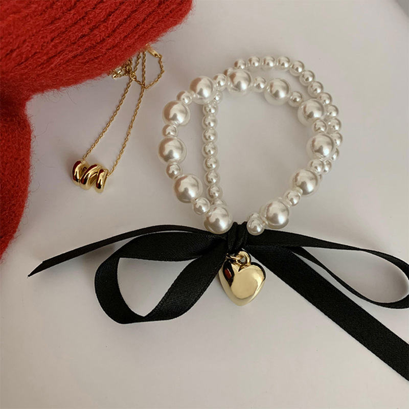 HAIR RING BRACELET NICHE LUXURY PEARL BOW GELANG IKAT KARET RAMBUT KOREA WANITA KUNCIRAN HAIRTIE PITA RIBBON MUTIARA ELEGAN