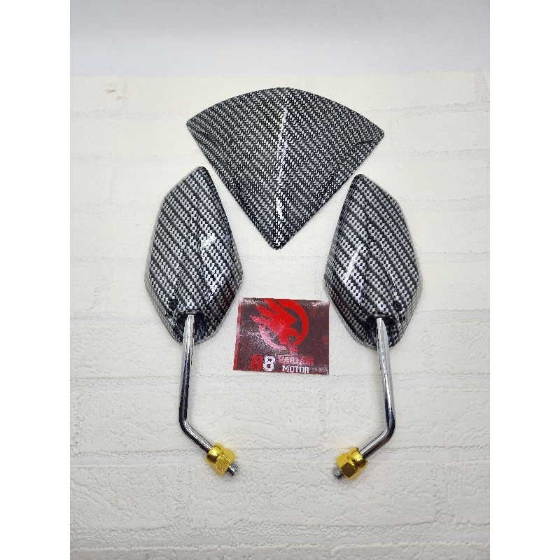 Paket Visor Karbon Mio Soul dan Spion Yamaha Jupiter Karbon Gagang Chrome