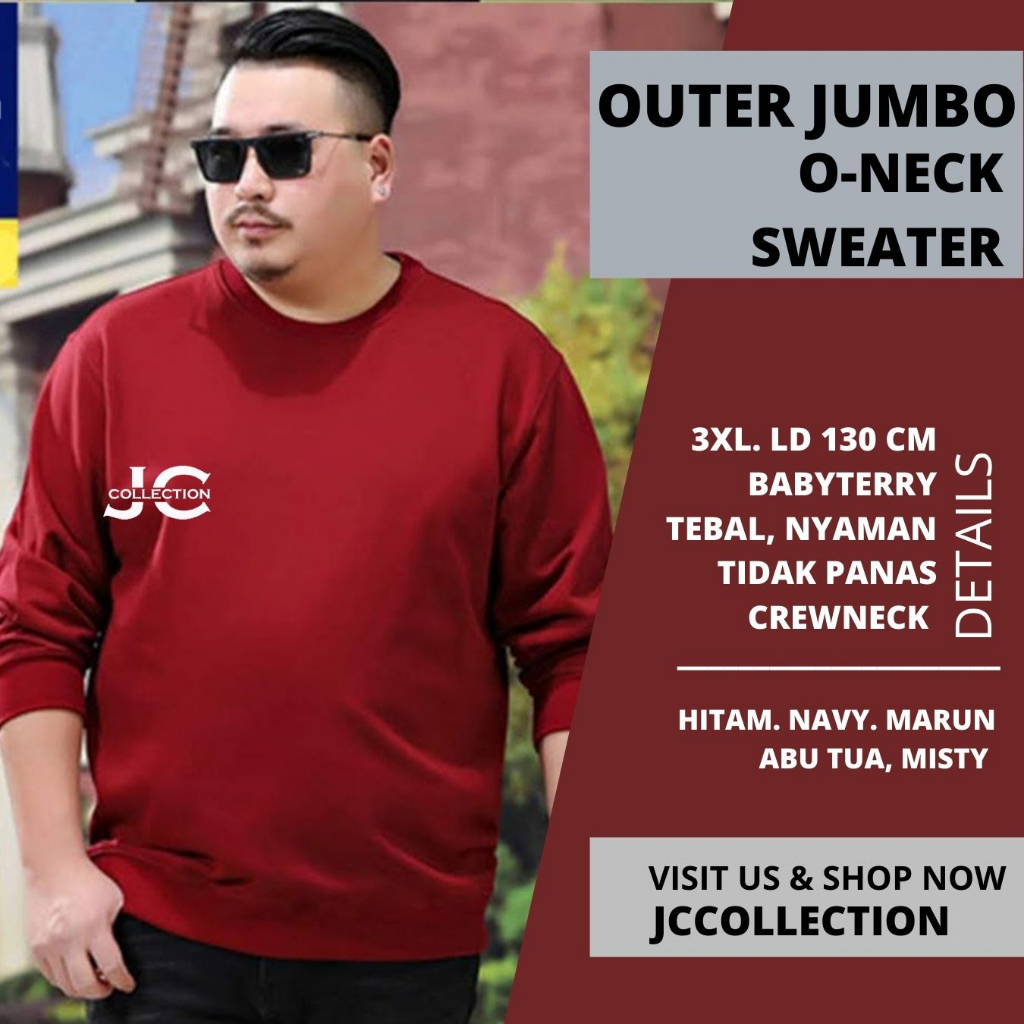 Sweater Pria Jumbo Leher O - Otniel Size 3XL - JCCollections