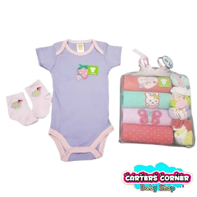 16 in 1 set JUMPER PENDEK POLOS BAYI BLUEFLY (SNI) /JUMPER POLOS BAYI FASHION / JUMPSUIT PENDEK 4 PCS DAN 6 PASANG KAOS KAKI