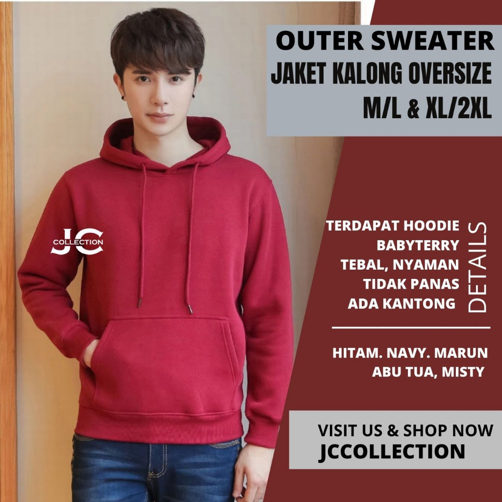 Sweater Hoodie Pria Variasi Topi Tangan Panjang Model Kalong - Carlsson - JCCollections