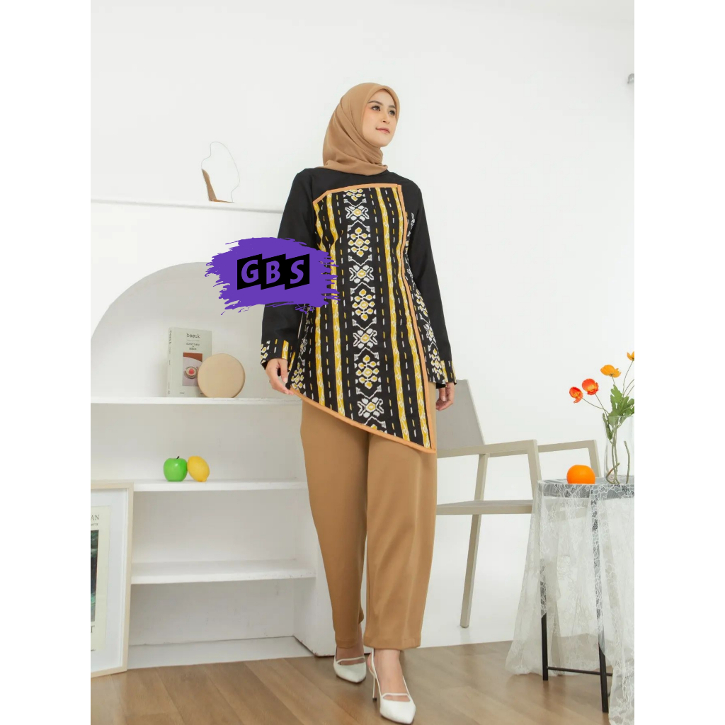 Tunik Batik Wanita Modern M L XL XXL Jumbo Batik Tunik Seragam Kerja Kantor