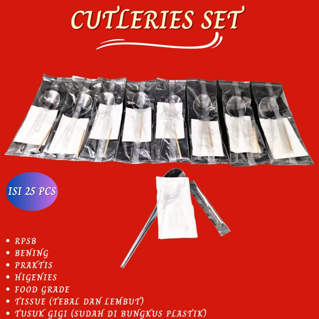 Cutleries Set Sendok Tisu Tusuk Gigi (Isi 25 Set-RPSB)