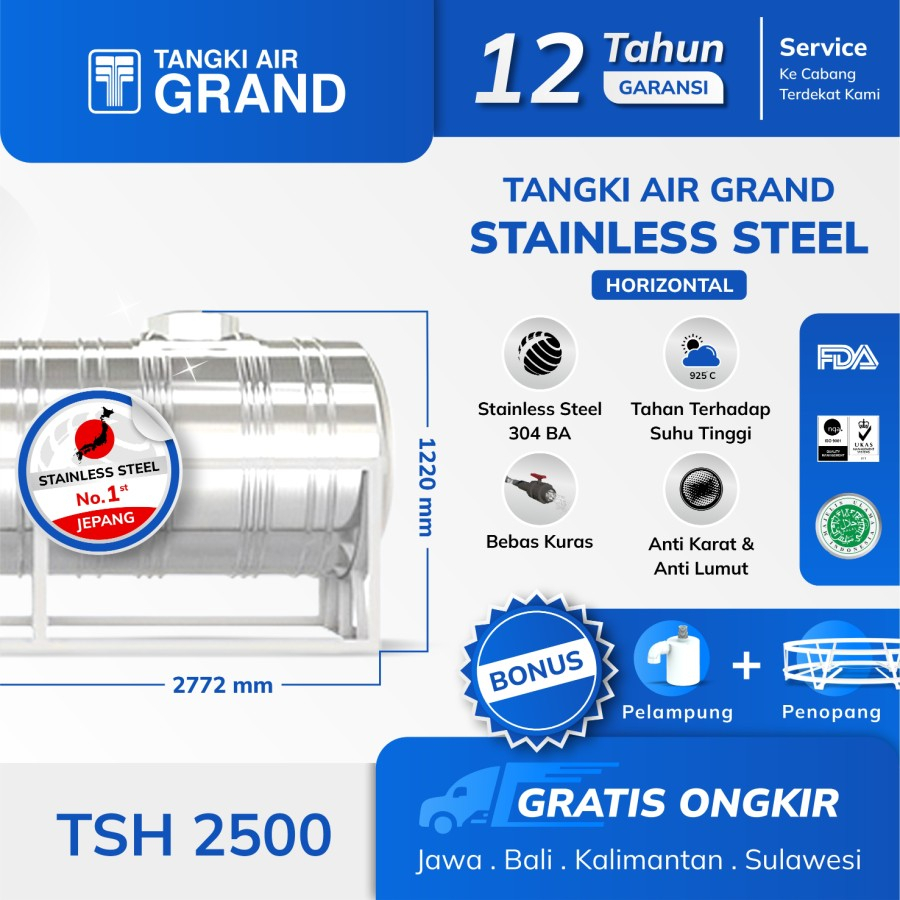 TANDON AIR STAINLESS 2000 LITER TSH2500 GRAND TEDMOND TANGKI HALAL