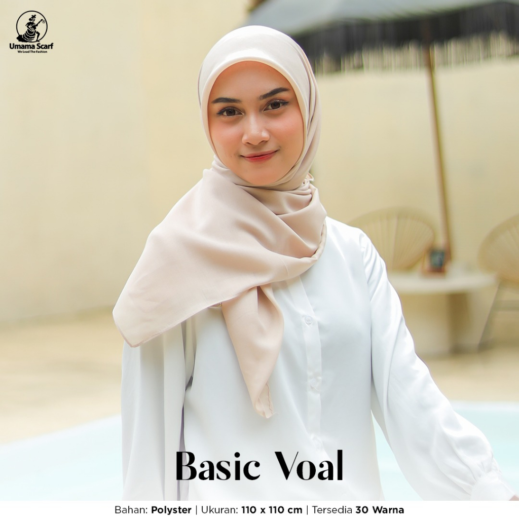 Umama Hijab Segi Empat Polos Basic Voal Jahit Tepi