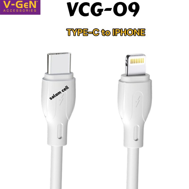 Kabel Data Type-C to iPhone V-Gen VCG-09 2.4A TYPE-C to Lightning Original Vgen Garansi Resmi