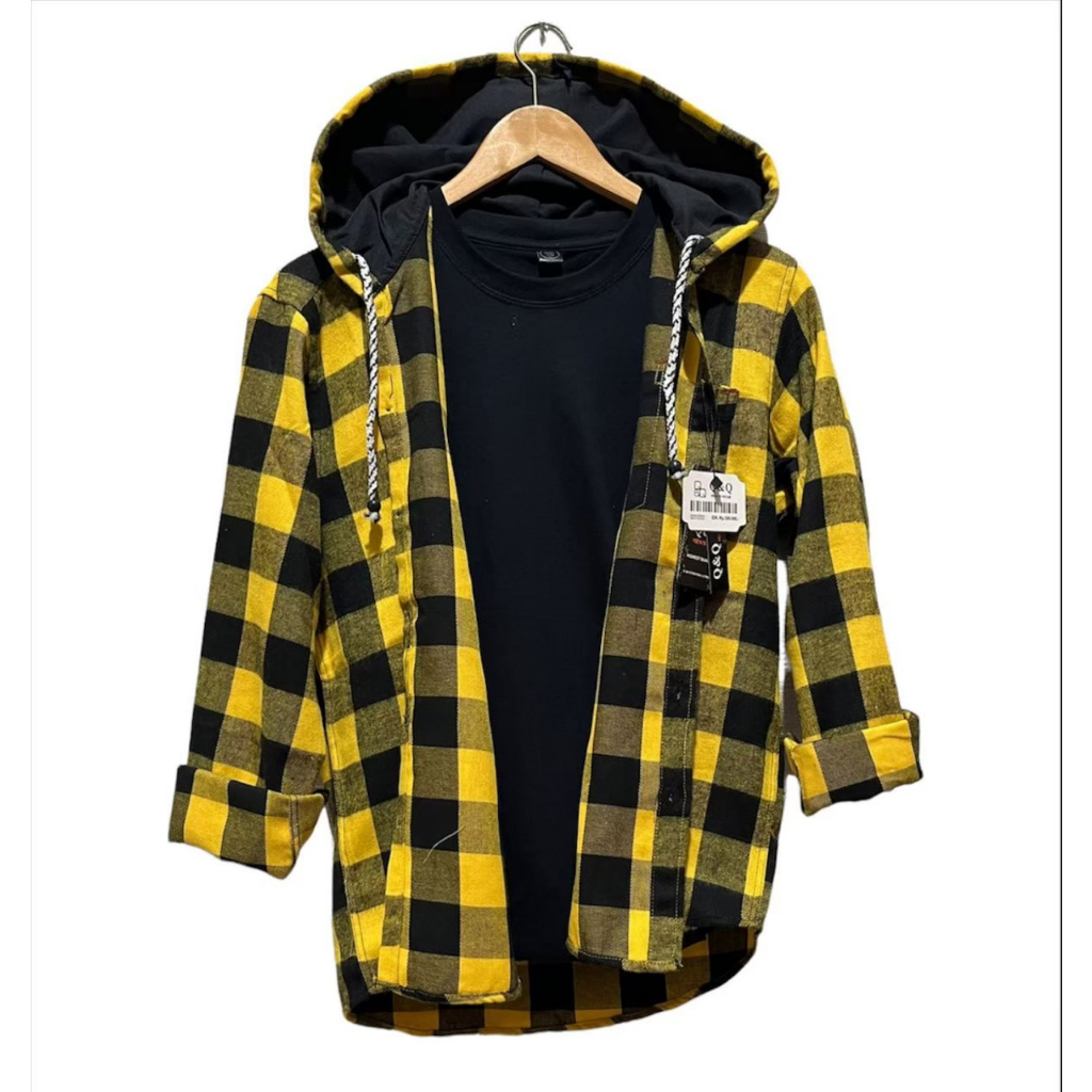 KEMEJA FLANEL HOODIE PANJANG - KEMEJA HOODIE PREMIUM PANJANG PRIA - HOODIE KEMEJA BERTUDUNG FLANEL P