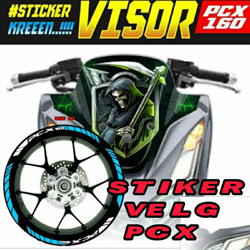(Bisa COD) Stiker sticker visor PCX NEW 160 Stiker velg PCX 160 / Striping honda pcx new / visor mot