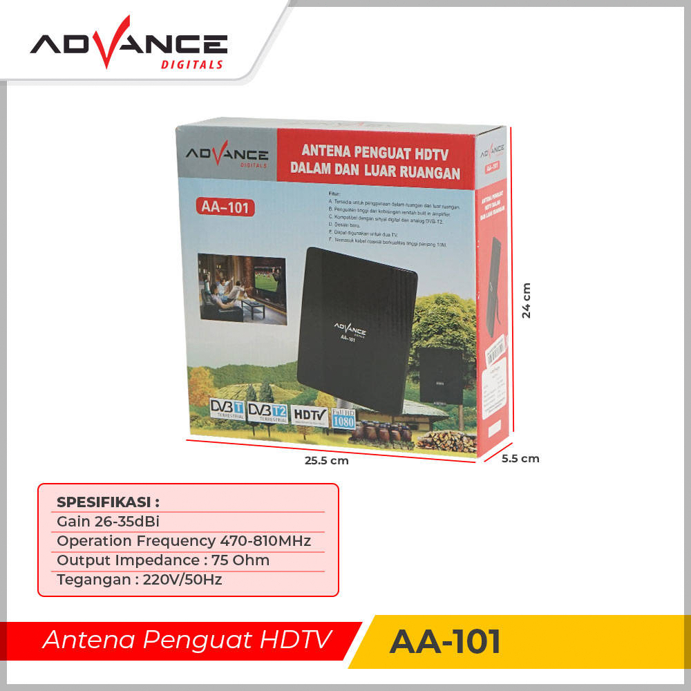 【Garansi 1 Tahun】Advance AA-101 Antena Indoor Outdoor Digital Analog Dalam DVB-T2 dan Luar Ruangan Cocok Untuk STB dan Tv Tahan Hujan dan Panas