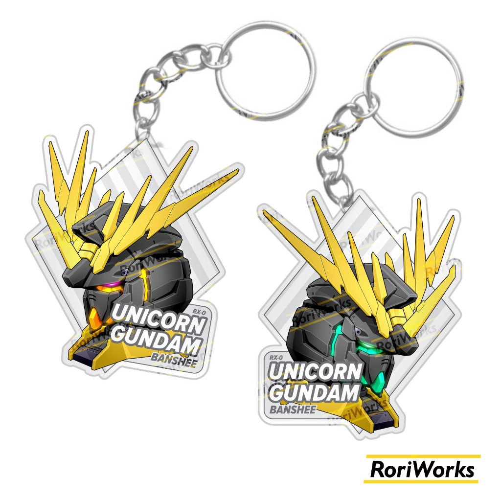 Keychain Anime - Unicorn Gundam Banshee Head | Destroy Mode