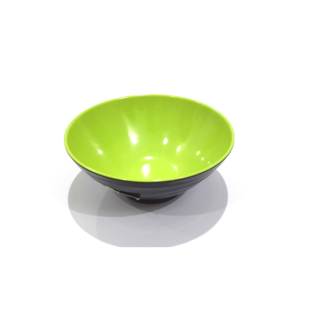 MANGKUK RAMEN JEPANG Golden Dragon W75A4 Mangkok Melamin Ulir Datar 7.5 inch Hijau Stabilo Hitam