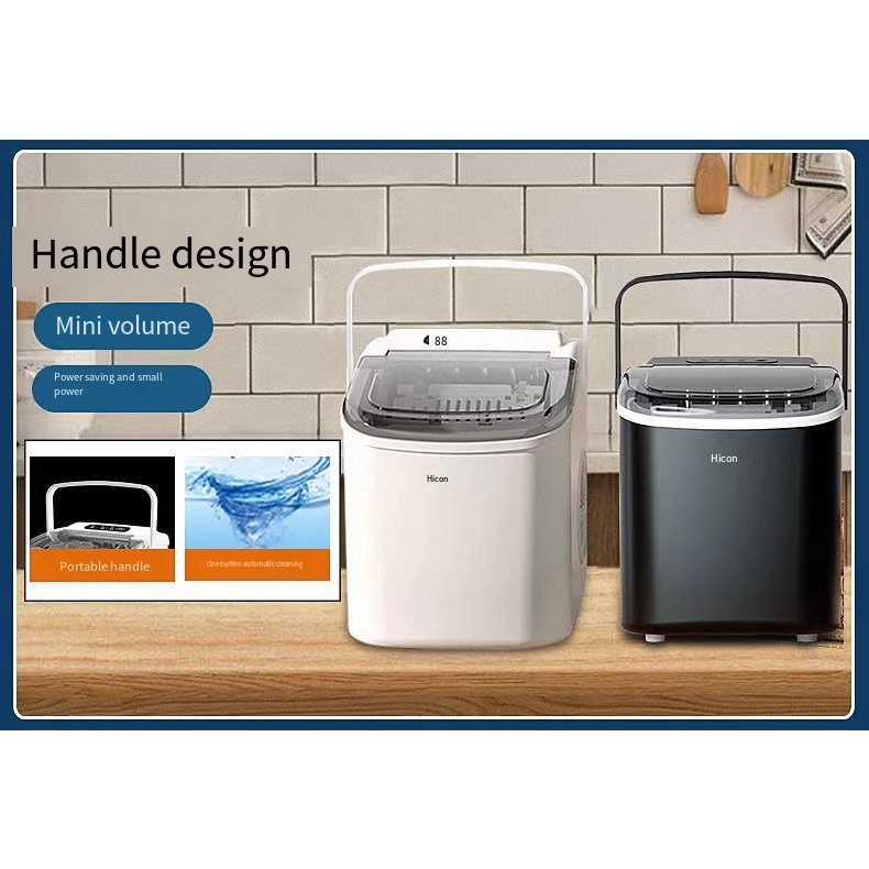 ⚡Garansi&amp;Ready⚡Hicon Portable Ice Maker Dengan Handle 220v 105w mesin es batu Machine Mesin Es15kg/Hari membuat es cepat 6 menit jadi 9pcs es MMY