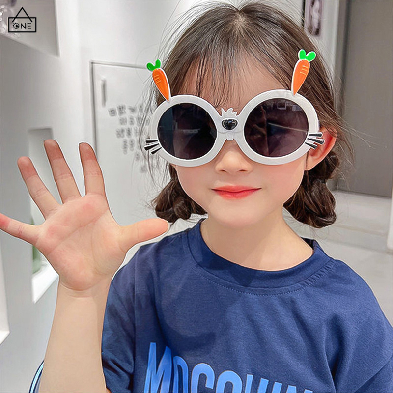 COD❤️Kacamata Hitam Anak Perempuan Lucu Kartun Cewek Cowok Telinga Kelinci Warna-Warni Sunglasses