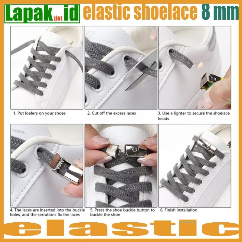 lazy elastic shoelace flat push lock lebar