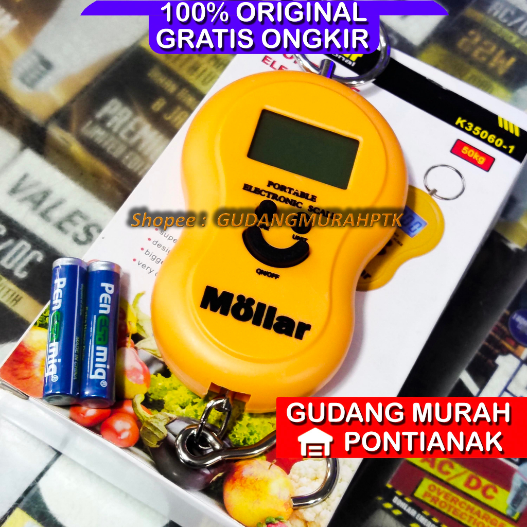 TIMBANGAN GANTUNG MOLLAR 50KG KUALITAS ATAS bukan timbangan murahan TIMBANGAN KOPER GANTUNG DIGITAL SCALE PORTABLE 50kg 50 kg MOLLAR