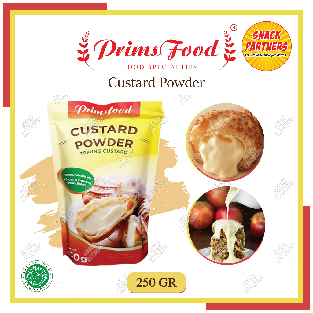 

PRIMS FOOD Tepung Custard Powder Pouch 250 GR - Vla Premix Instant / Saus Krim Pudding, Saos Fla Kue Soes/Sus - PRIMSFOOD