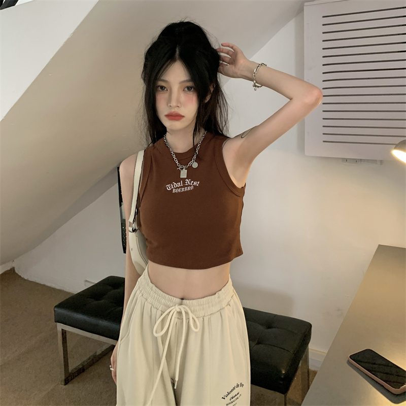 XiaoZhaiNv Tanktop Crop Top Korean Style Atasan Wanita 0750