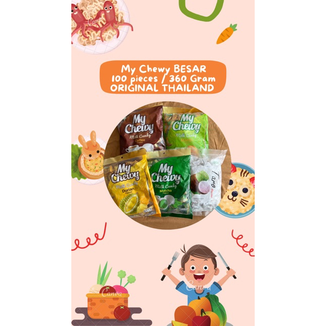 

My Chewy Milk Candy ukuran Jumbo 100 Pcs 360 gram Thailand Halal