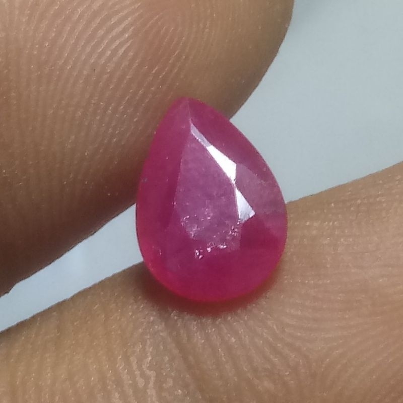 2,6 Carats Natural Ruby Burma Myanmar Original Pear Cutt Real Pict Koleksi Batu Mulia Permata Akik A