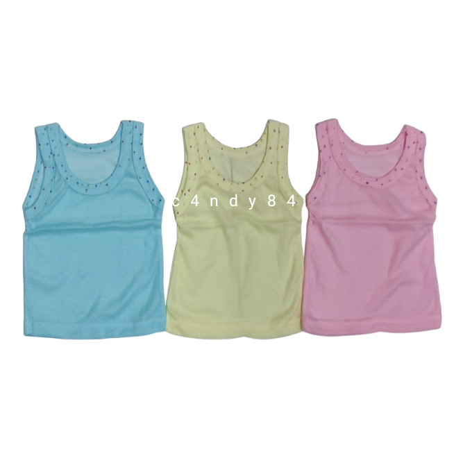 1 Lusin / 12 Pcs KAOS DALAM BAYI warna bintang Singlet Bayi Warna Sporot candy
