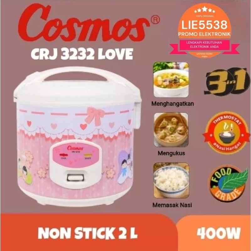 COSMOS CRJ-3232 / CRJ 3232 Rice Cooker Non Stick 2 L