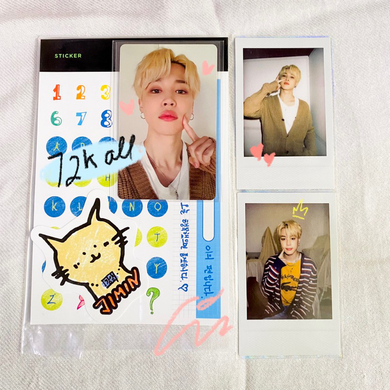 Jimin Deco kit Set with PC , Sticker, 2 Polaroid Photos // Jimin Photocard BTS