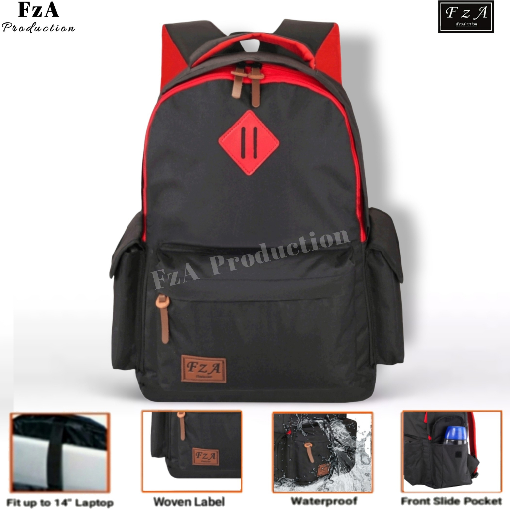 FzA Official -Tas Ransel anak laki laki - Tas Ransel Anak Sekolah - Tas Ransel Sekolah anak laki-laki anak perempuan Backpack Sekolah Anak [ High Quality ] - Black Kids FREE JAM TANGAN